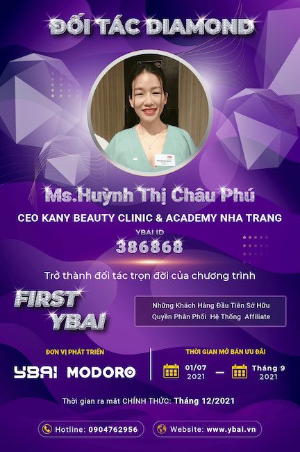 Chứng nhận DIAMOND FIRST YBAI - KANY BEAUTY CLINIC & ACADEMY Nha Trang