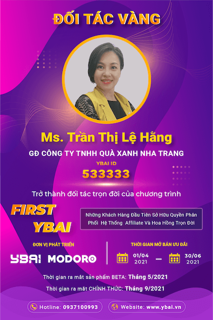 Chứng nhận GOLD FIRST YBAI - Công Ty Quà Xanh Nha Trang